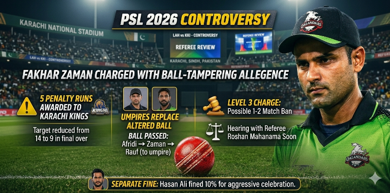 PSL 2026 Fakhar Zaman Faces Possible Ban After Ball-Tampering Controversy