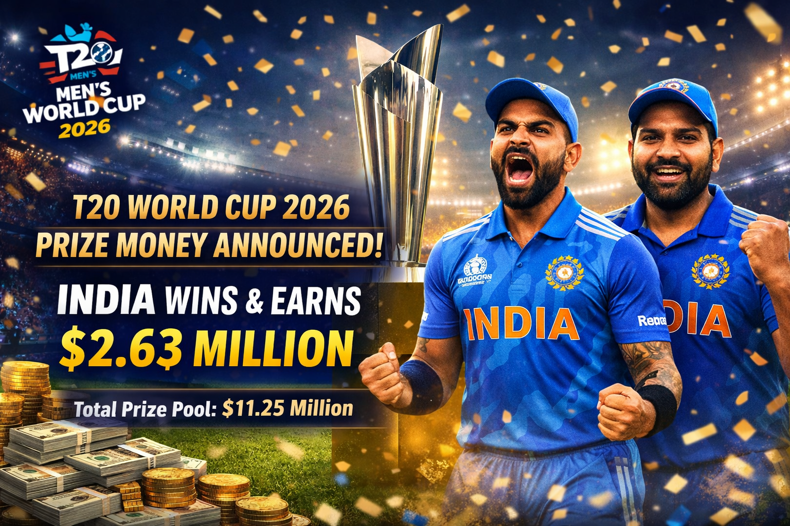 Prize Money Distribution for ICC Men's T20 World Cup 2026 Announced