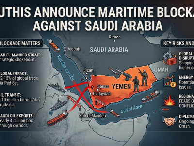 Yemen’s Houthis Announce Maritime Blockade Against Saudi Arabia